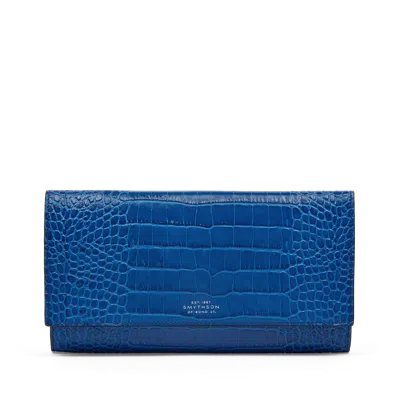 Smythson Marshall Travel Wallet In Mara In Blue