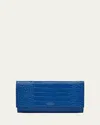 Smythson Marshall Travel Wallet In Mara Croc-embossed Leather In Cerluean
