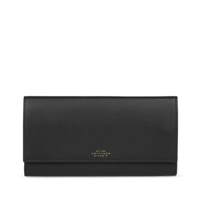 Smythson Marshall Travel Wallet In Panama In Black