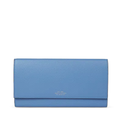 Smythson Marshall Travel Wallet In Panama In Nile Blue