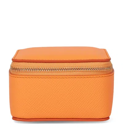 Smythson Medium Calfskin Panama Trinket Case In Orange