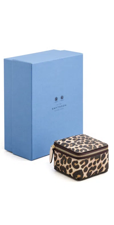 Smythson Medium Leopard Trinket Case Sand In Animal Print