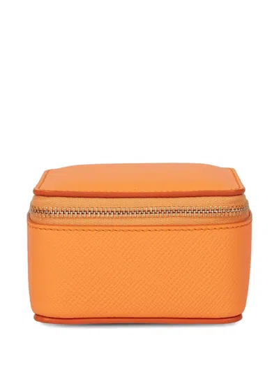 Smythson Medium Panama Square Trinket Case In Orange