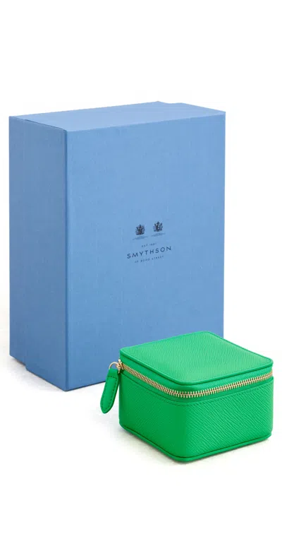 Smythson Medium Trinket Case Shamrock In Green