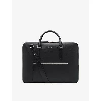 Smythson Mens Black Ludlow Large Leather Briefcase