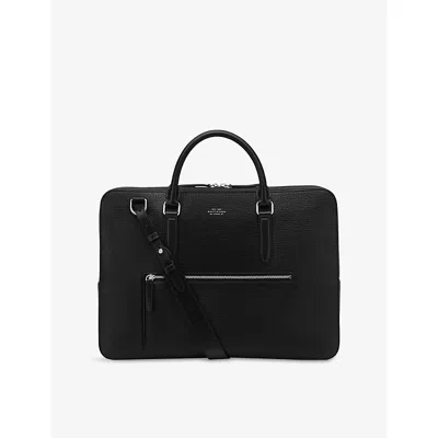 Smythson Mens Ludlow Slim Leather Briefcase Black