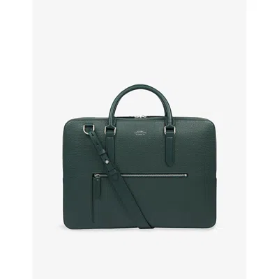 Smythson Mens Ludlow Slim Leather Briefcase Bottle Green
