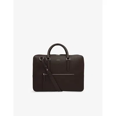 Smythson Mens Dark Brown Ludlow Large Leather Briefcase