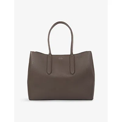 Smythson Mens  Ludlow Small Day Leather Tote Bag In Dark Taupe