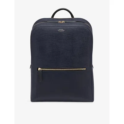 Smythson Mens Panama Branded Leather Backpack
