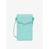 Smythson Mens Envelope Leather Cross-body Phone Case Pouch Bright Aqua In Bright Aqua