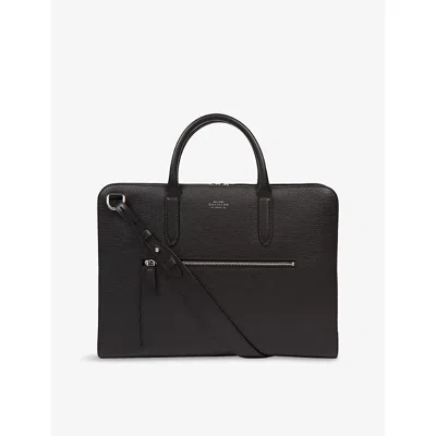Smythson Mens Black Ludlow Ultra-slim Leather Briefcase