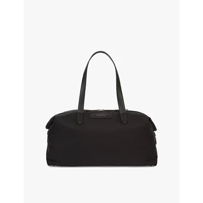 Smythson Mens Black Norton Leather-trim Canvas Travel Bag