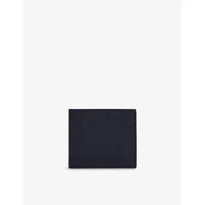Smythson Mens Panama 6-card Slot Leather Wallet Navy