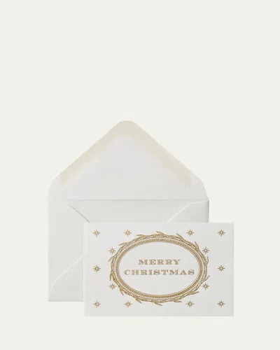 Smythson Merry Christmas Cards, Set Of 10 In White