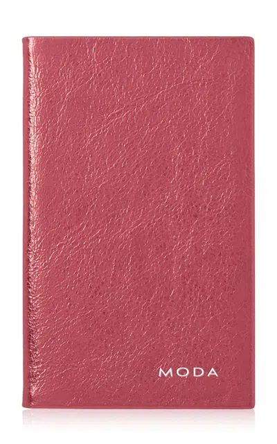 Smythson - Metallic Panama Notebook With Pocket - Pink