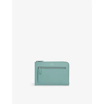 Smythson Mineral Green Ludlow Flat Leather Travel Organiser
