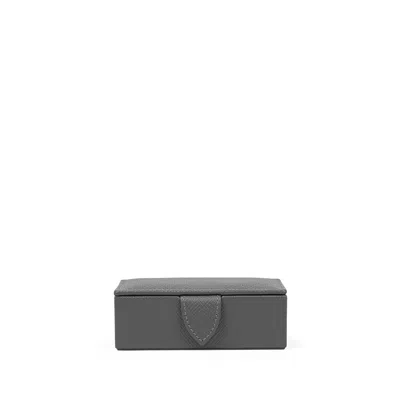 Smythson Mini Cufflink Box In Panama In Storm Grey