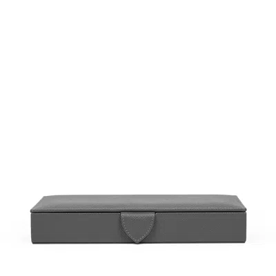 Smythson Mini Cufflink Box In Panama In Storm Grey