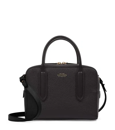 Smythson Mini Leather Lytton Top-handle Bag In Black