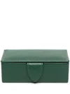 Smythson Mini Panama Leather Cufflink Box In Grün