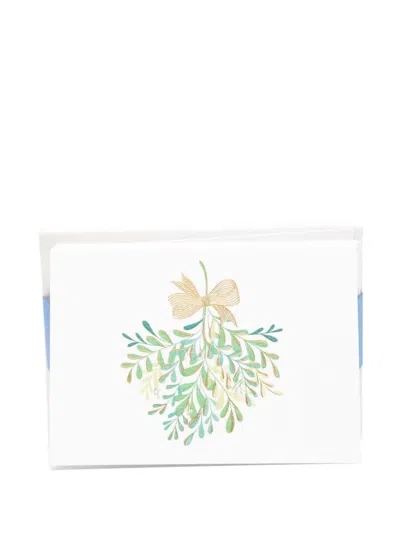 Smythson Mistletoe Christmas Gift Card Set In White