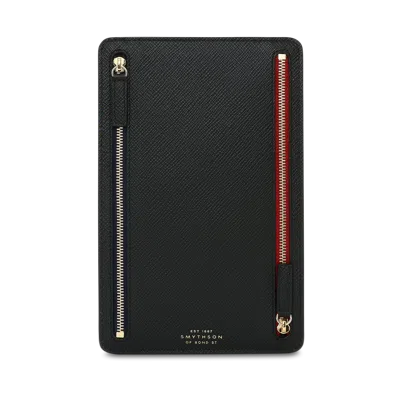 Smythson Multi-zip Case In Panama In Black