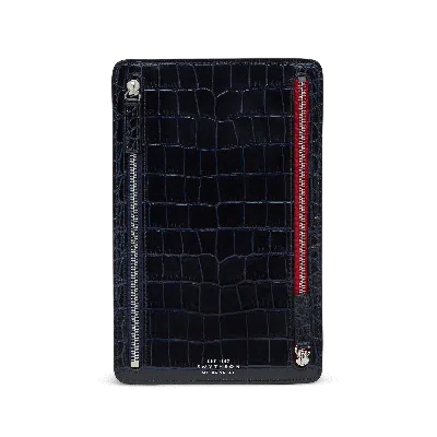 Smythson Multi-zip Case In Mara In Navy