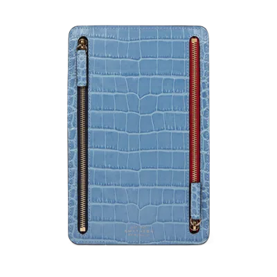 Smythson Multi-zip Case In Mara In Nile Blue