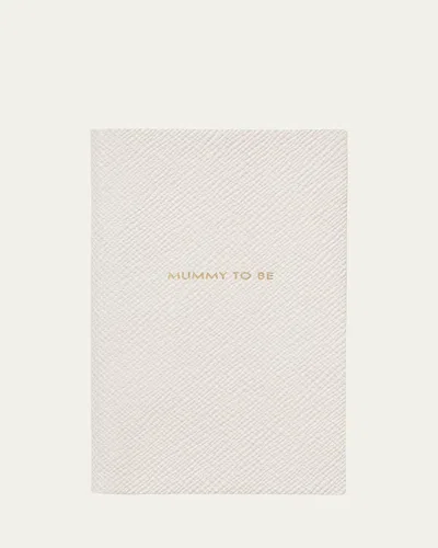 Smythson Mummy To Be Chalk Panama Leather Notebook In Chalk White