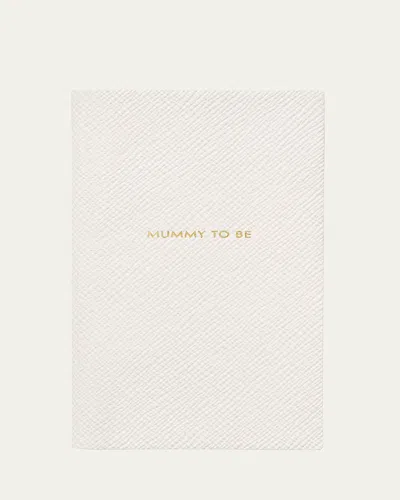 Smythson Mummy To Be Panama Leather Pocket Notebook In White