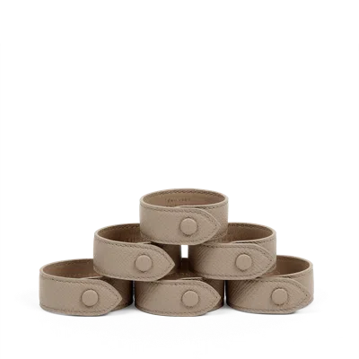 Smythson Napkin Rings In Panama In Sandstone