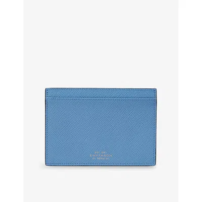Smythson Nile Blue Panama Leather Passport Sleeve