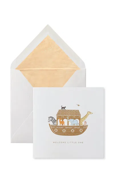 Smythson Noah's Ark 'welcome Little One' Baby Card In White