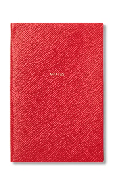 Smythson Notes Chelsea Panama Leather Notebook In Red