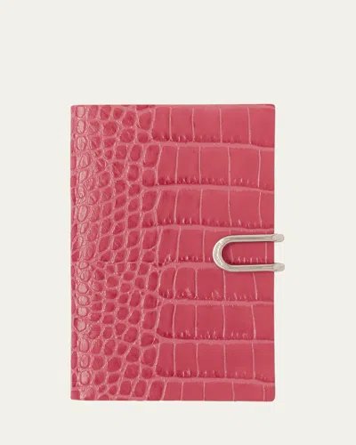 Smythson Panama 2026 Weekly Agenda In Mara Croc-embossed Leather In Pink