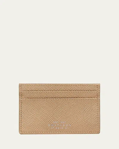 Smythson Panama Bronze Flat Card Holder In Brown