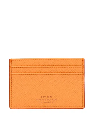 Smythson Panama Card Holder In Orange