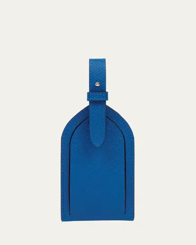 Smythson Panama Cerulean Luggage Tag In Cerluean