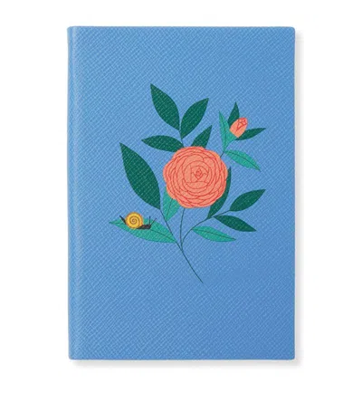 Smythson Panama Chelsea Garden Collection Notebook In Blue