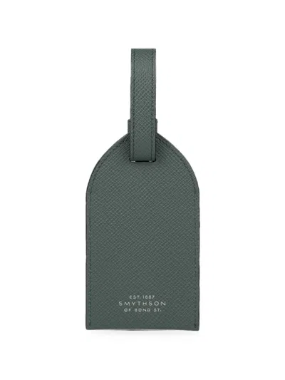 Smythson Panama Cross-grain Luggage Tag In Green