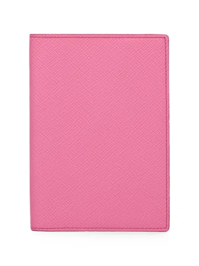 Smythson 파나마 크로스 그레인 여권 커버 In Pink