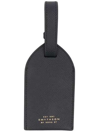Smythson Panama Crossgrain-effect Luggage Tag In Blue