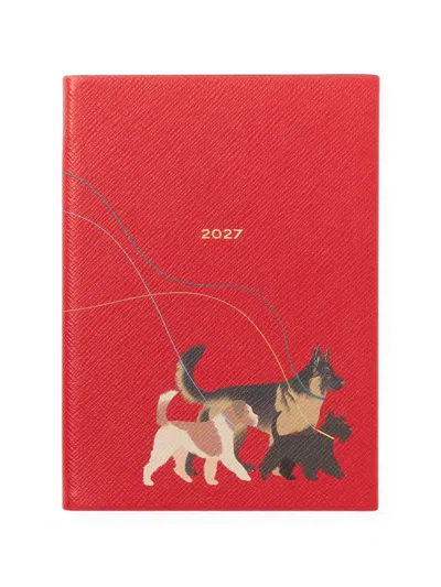 Smythson Panama Dogs Soho Wochenplaner In Red