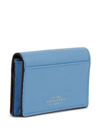 Smythson Panama Folded Card Case In Blue