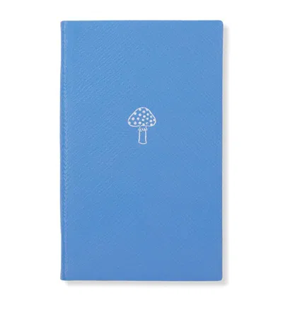 Smythson Panama Garden Collection Mushroom Notebook In Blue