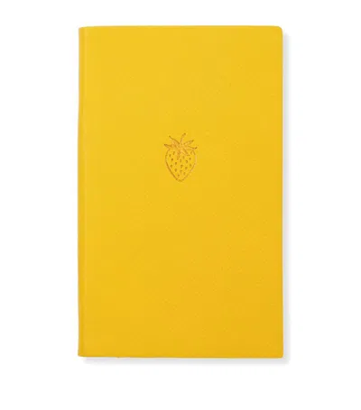 Smythson Panama Garden Collection Strawberry Notebook In Yellow