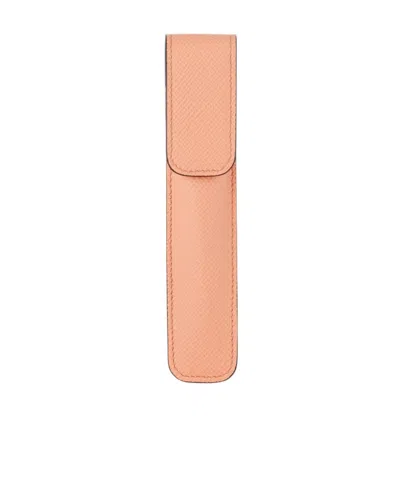 Smythson Panama Grained Pen Cover In Pink