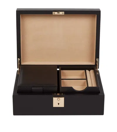 Smythson Panama Jewellery Box With Travel Tray In Black