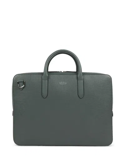 Smythson Panama Large Briefcase In Green